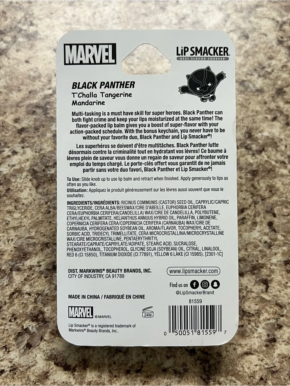 MARVEL Lip Smacker Black Panther Black Lip Balm - Novelty Collectible